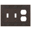 English Garden Aged Bronze Cast - 2 Toggle / 1 Duplex Wallplate - Wallplate Warehouse 43TTDVB 070686578384 2 Toggle / 1 Duplex