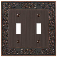 English Garden Aged Bronze Cast - 2 Toggle Wallplate