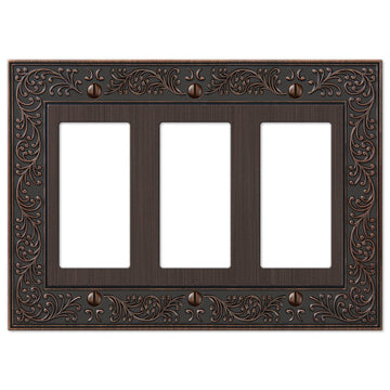 English Garden Aged Bronze Cast - 3 Rocker Wallplate - Wallplate Warehouse 43RRRVB 070686567685 3 Rocker