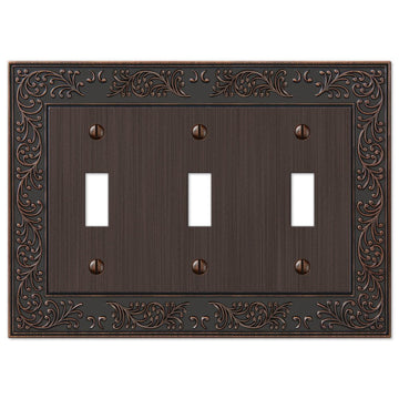English Garden Aged Bronze Cast - 3 Toggle Wallplate - Wallplate Warehouse 43TTTVB 070686567678 3 Toggle