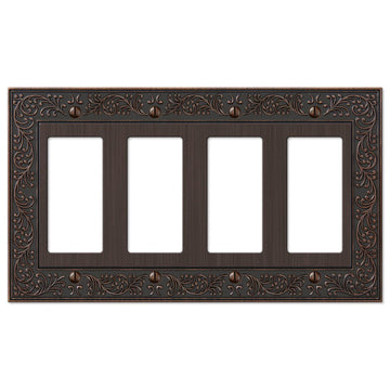 English Garden Aged Bronze Cast - 4 Rocker Wallplate - Wallplate Warehouse 43R4VB 070686567708 4 Rocker