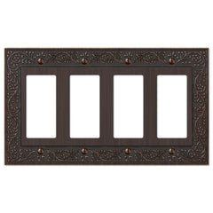 English Garden Aged Bronze Cast - 4 Rocker Wallplate