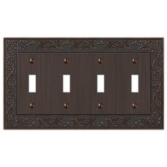 English Garden Aged Bronze Cast - 4 Toggle Wallplate