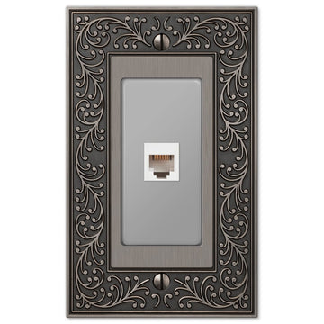 English Garden Antique Nickel Cast - 1 Phone Jack Wallplate - Wallplate Warehouse 43PHAN 070686580943 Phone Jacks