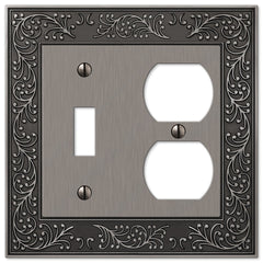 English Garden Antique Nickel Cast - 1 Toggle / 1 Duplex Wallplate