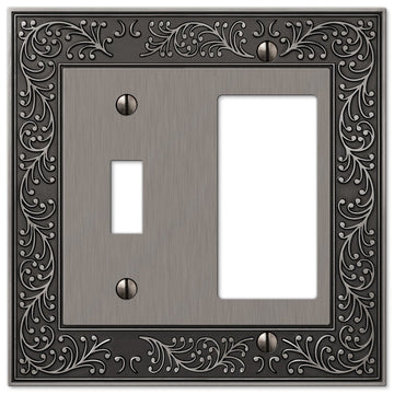 English Garden Antique Nickel Cast - 1 Toggle / 1 Rocker Wallplate - Wallplate Warehouse 43TRAN 070686567524 1 Toggle / 1 Rocker