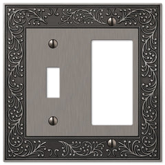 English Garden Antique Nickel Cast - 1 Toggle / 1 Rocker Wallplate