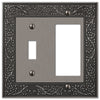 English Garden Antique Nickel Cast - 1 Toggle / 1 Rocker Wallplate - Wallplate Warehouse 43TRAN 070686567524 1 Toggle / 1 Rocker