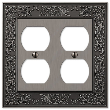 English Garden Antique Nickel Cast - 2 Duplex Wallplate - Wallplate Warehouse 43DDAN 070686567531 2 Duplex