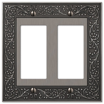 English Garden Antique Nickel Cast - 2 Rocker Wallplate - Wallplate Warehouse 43RRAN 070686567548 2 Rocker
