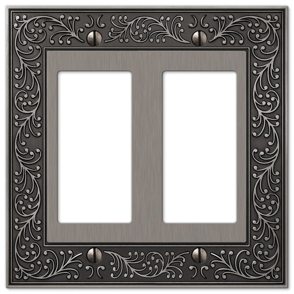 English Garden Antique Nickel Cast - 2 Rocker Wallplate - Wallplate Warehouse 43RRAN 070686567548 2 Rocker