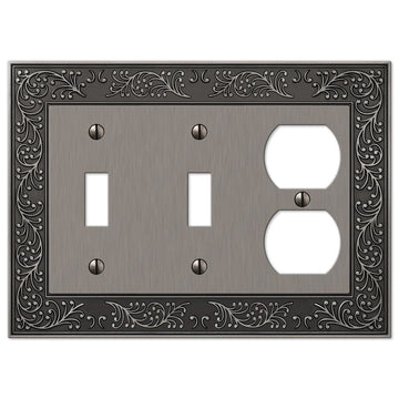 English Garden Antique Nickel Cast - 2 Toggle / 1 Duplex Wallplate - Wallplate Warehouse 43TTDAN 070686578360 2 Toggle / 1 Duplex