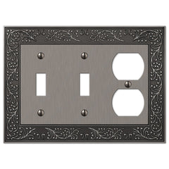 English Garden Antique Nickel Cast - 2 Toggle / 1 Duplex Wallplate
