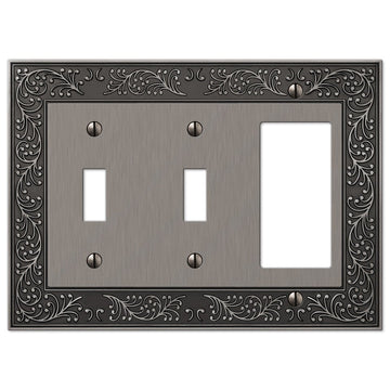 English Garden Antique Nickel Cast - 2 Toggle / 1 Rocker Wallplate - Wallplate Warehouse 43TTRAN 070686578377 2 Toggle / 1 Rocker