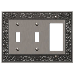 English Garden Antique Nickel Cast - 2 Toggle / 1 Rocker Wallplate