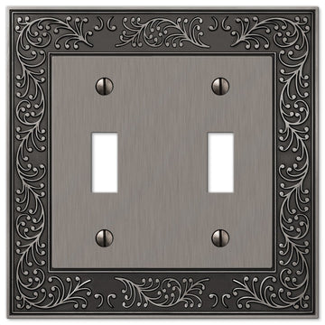 English Garden Antique Nickel Cast - 2 Toggle Wallplate - Wallplate Warehouse 43TTAN 070686567500 2 Toggle