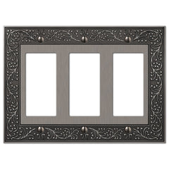 English Garden Antique Nickel Cast - 3 Rocker Wallplate