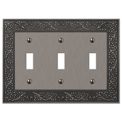 English Garden Antique Nickel Cast - 3 Toggle Wallplate