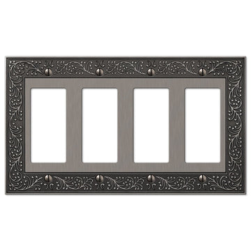 English Garden Antique Nickel Cast - 4 Rocker Wallplate - Wallplate Warehouse 43R4AN 070686567586 4 Rocker