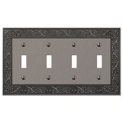 English Garden Antique Nickel Cast - 4 Toggle Wallplate