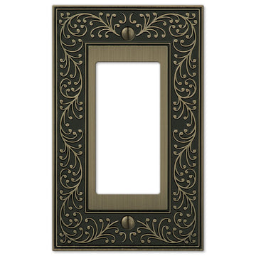 English Garden Brushed Brass Cast - 1 Rocker Wallplate - Wallplate Warehouse 43RBB 070686574911 1 Rocker