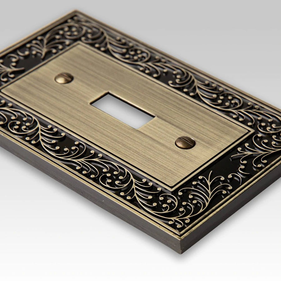 English Garden Brushed Brass Cast - 1 Toggle Wallplate - Wallplate Warehouse 43TBB 070686574898 1 Toggle