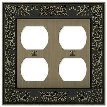 English Garden Brushed Brass Cast - 2 Duplex Wallplate - Wallplate Warehouse 43DDBB 070686574959 2 Duplex