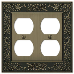 English Garden Brushed Brass Cast - 2 Duplex Wallplate