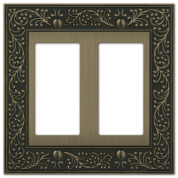 English Garden Brushed Brass Cast - 2 Rocker Wallplate - Wallplate Warehouse 43RRBB 070686574966 2 Rocker