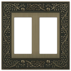 English Garden Brushed Brass Cast - 2 Rocker Wallplate