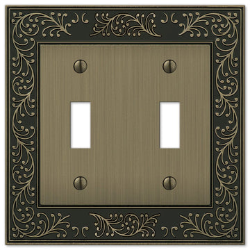 English Garden Brushed Brass Cast - 2 Toggle Wallplate - Wallplate Warehouse 43TTBB 070686574928 2 Toggle