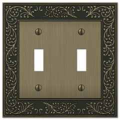 English Garden Brushed Brass Cast - 2 Toggle Wallplate