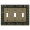 English Garden Brushed Brass Cast - 3 Toggle Wallplate - Wallplate Warehouse 43TTTBB 070686574980 3 Toggle