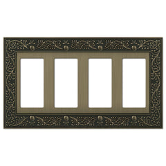 English Garden Brushed Brass Cast - 4 Rocker Wallplate