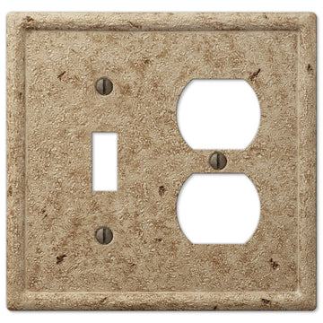 Faux Stone Noce Resin - 1 Toggle / 1 Duplex Wallplate - Wallplate Warehouse 8351TDNC 070686568255 1 Toggle / 1 Duplex