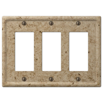 Faux Stone Noce Resin - 3 Rocker Wallplate - Wallplate Warehouse 8351RRRNC 070686568309 3 Rocker