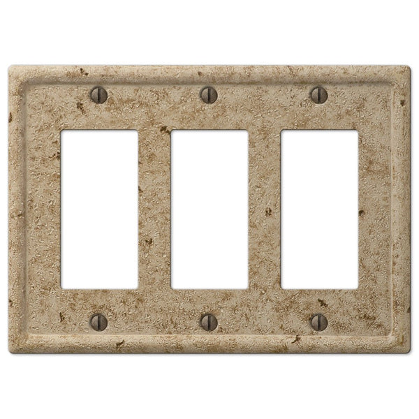 Faux Stone Noce Resin - 3 Rocker Wallplate - Wallplate Warehouse 8351RRRNC 070686568309 3 Rocker
