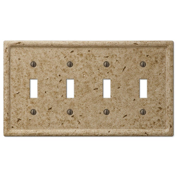Faux Stone Noce Resin - 4 Toggle Wallplate - Wallplate Warehouse 8351T4NC 070686568316 4 Toggle