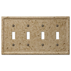 Faux Stone Noce Resin - 4 Toggle Wallplate