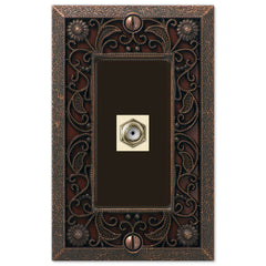 Filigree Aged Bronze Cast - 1 Cable Jack Wallplate