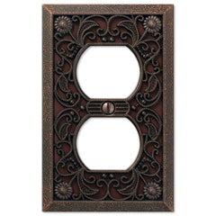 Filigree Aged Bronze Cast - 1 Duplex Wallplate