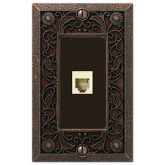 Filigree Aged Bronze Cast - 1 Phone Jack Wallplate