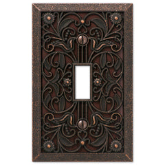 Filigree Aged Bronze Cast - 1 Toggle Wallplate