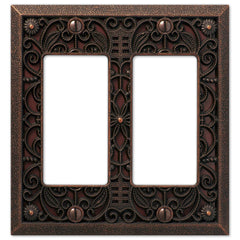 Filigree Aged Bronze Cast - 2 Rocker Wallplate