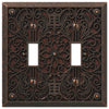 Filigree Aged Bronze Cast - 2 Toggle Wallplate - Wallplate Warehouse 65TTDB 070686574027 2 Toggle