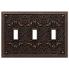 Filigree Aged Bronze Cast - 3 Toggle Wallplate - Wallplate Warehouse 65TTTDB 070686574041 3 Toggle