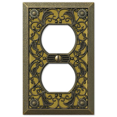Filigree Antique Brass Cast - 1 Duplex Wallplate