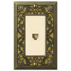 Filigree Antique Brass Cast - 1 Phone Jack Wallplate