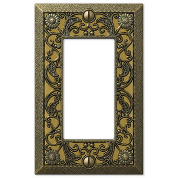 Filigree Antique Brass Cast - 1 Rocker Wallplate - Wallplate Warehouse 65RAB 070686556979 1 Rocker