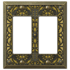 Filigree Antique Brass Cast - 2 Rocker Wallplate